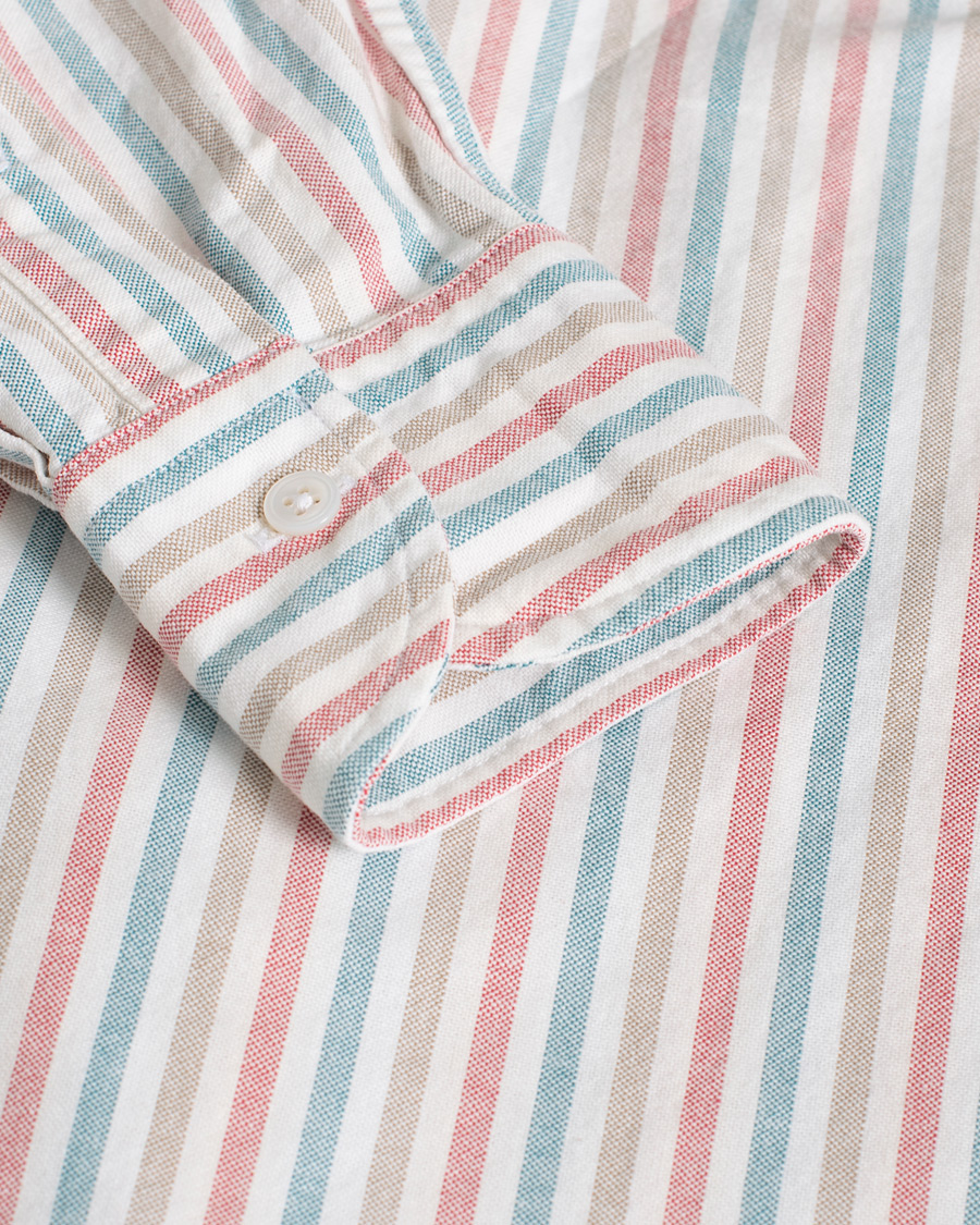 Herren | Hemden | Pre-owned | Drake's Thin Tripple Stripe Oxford Shirt White