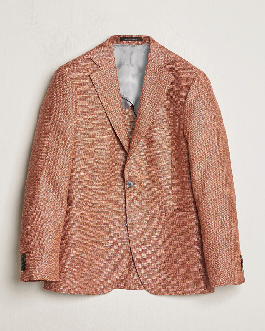 Herren | Pre-owned Sakkos | Pre-owned | Oscar Jacobson Ferry Hopsack Hemp/Wool Blazer Orange 54