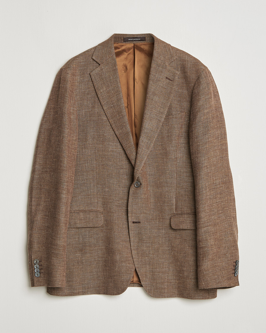 Herren | Sakkos | Pre-owned | Oscar Jacobson Ego Linen/Wool Blazer Brown 52