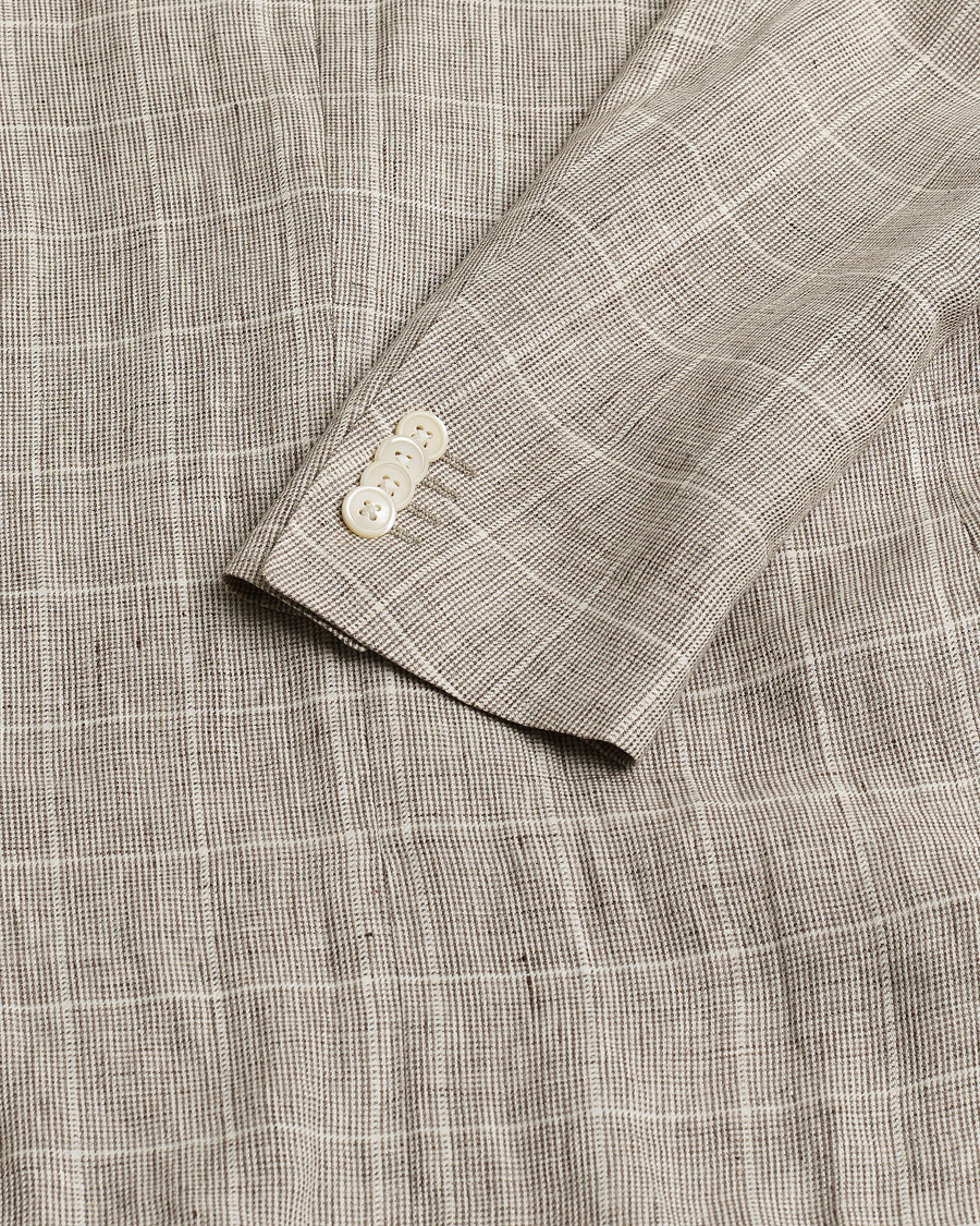 Herren | Pre-owned Sakkos | Pre-owned | Corneliani Linen Blazer Light Beige Check 48