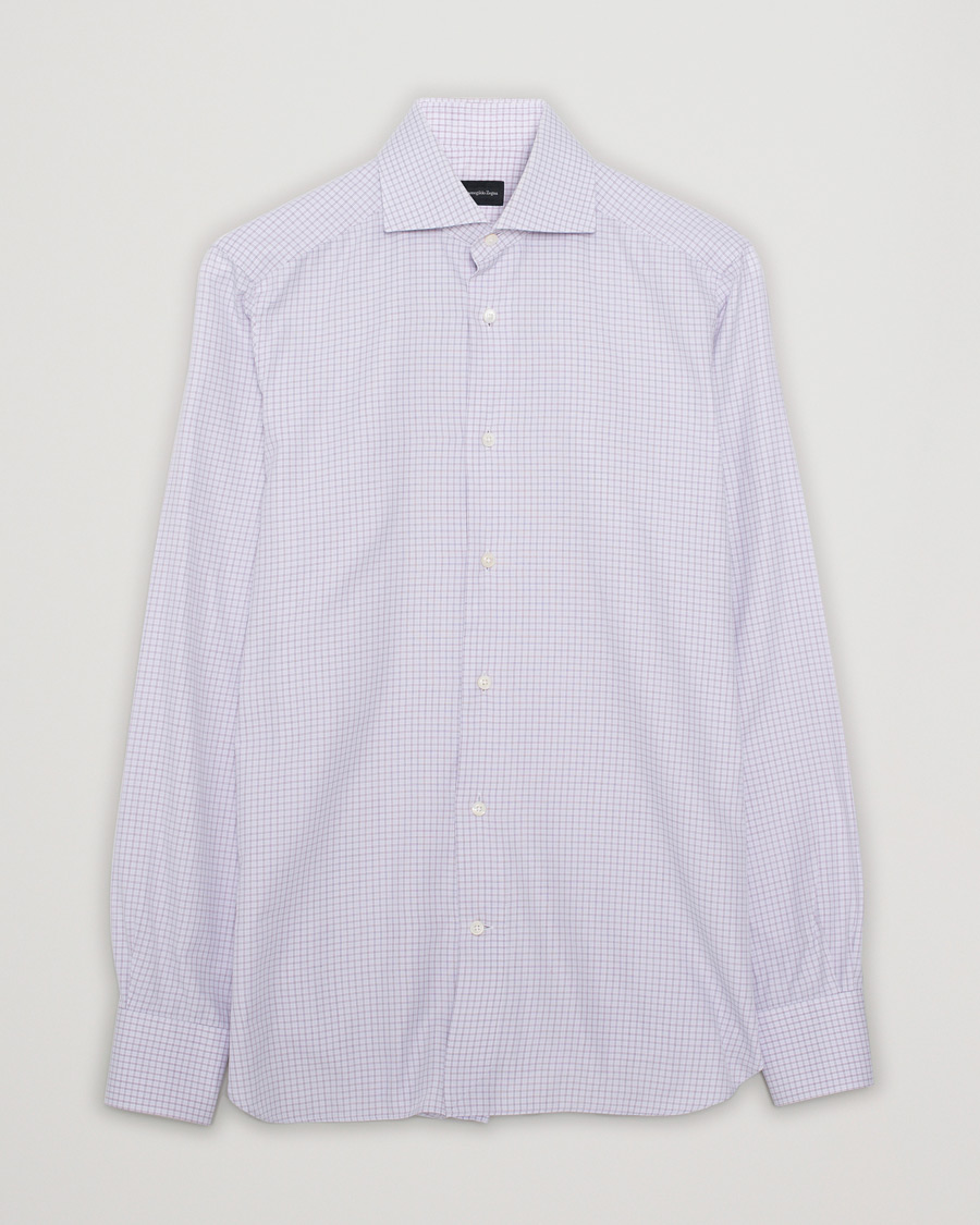 Herren | Hemden | Pre-owned | Ermenegildo Zegna Slim Fit Checked Dress Shirt Purple M
