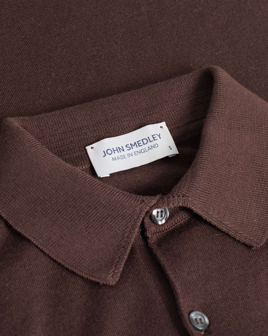 Herren | Poloshirts | Pre-owned | John Smedley Adrian Slim Fit Sea Island Polo Chocolat