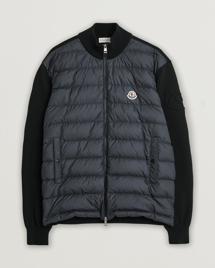 Herren | Moncler Hybrid Zip Cardigan Black | Pre-owned | Moncler Hybrid Zip Cardigan Black