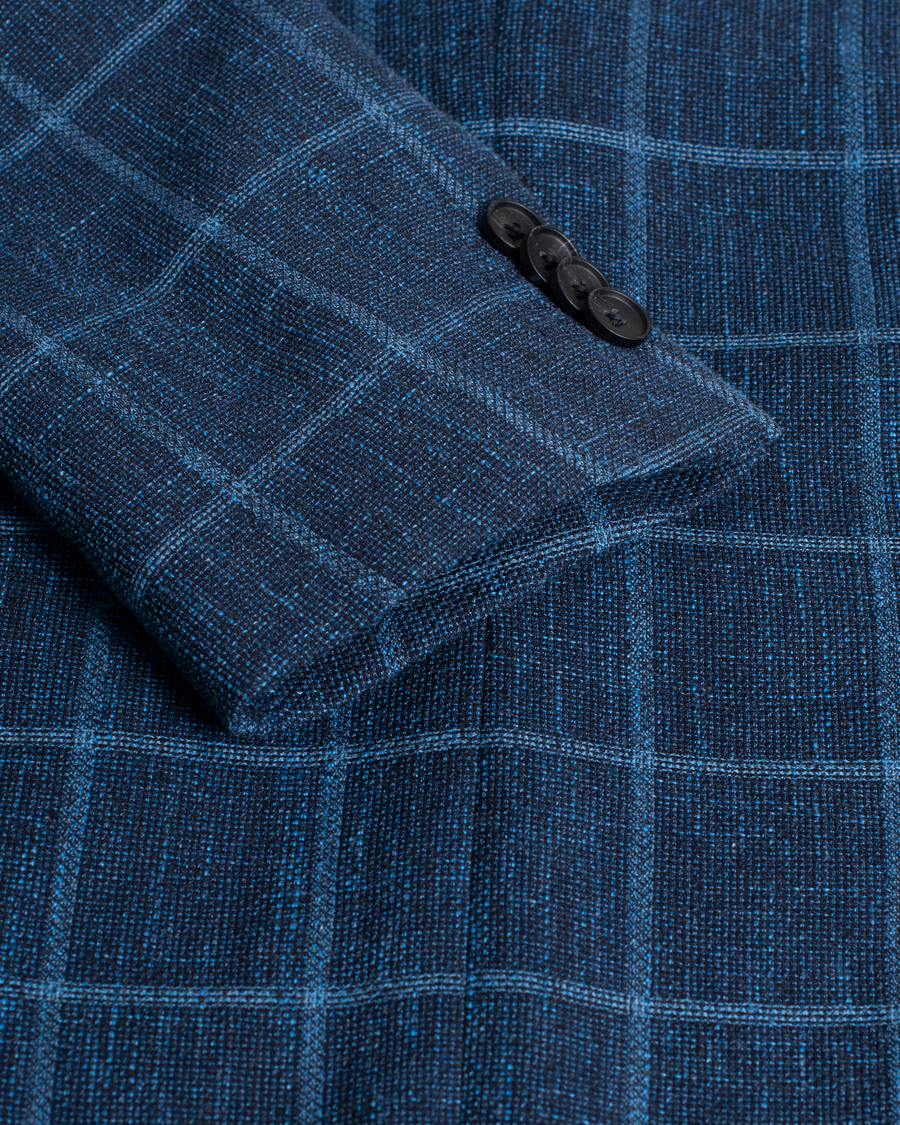 Herren | Sakkos | Pre-owned | Hugo Boss Nobis Checked Blazer Dark Blue 46