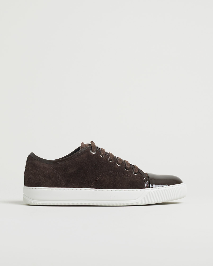 Herren | Lanvin Patent Cap Toe Sneaker Dark Brown | Pre-owned | Lanvin Patent Cap Toe Sneaker Dark Brown