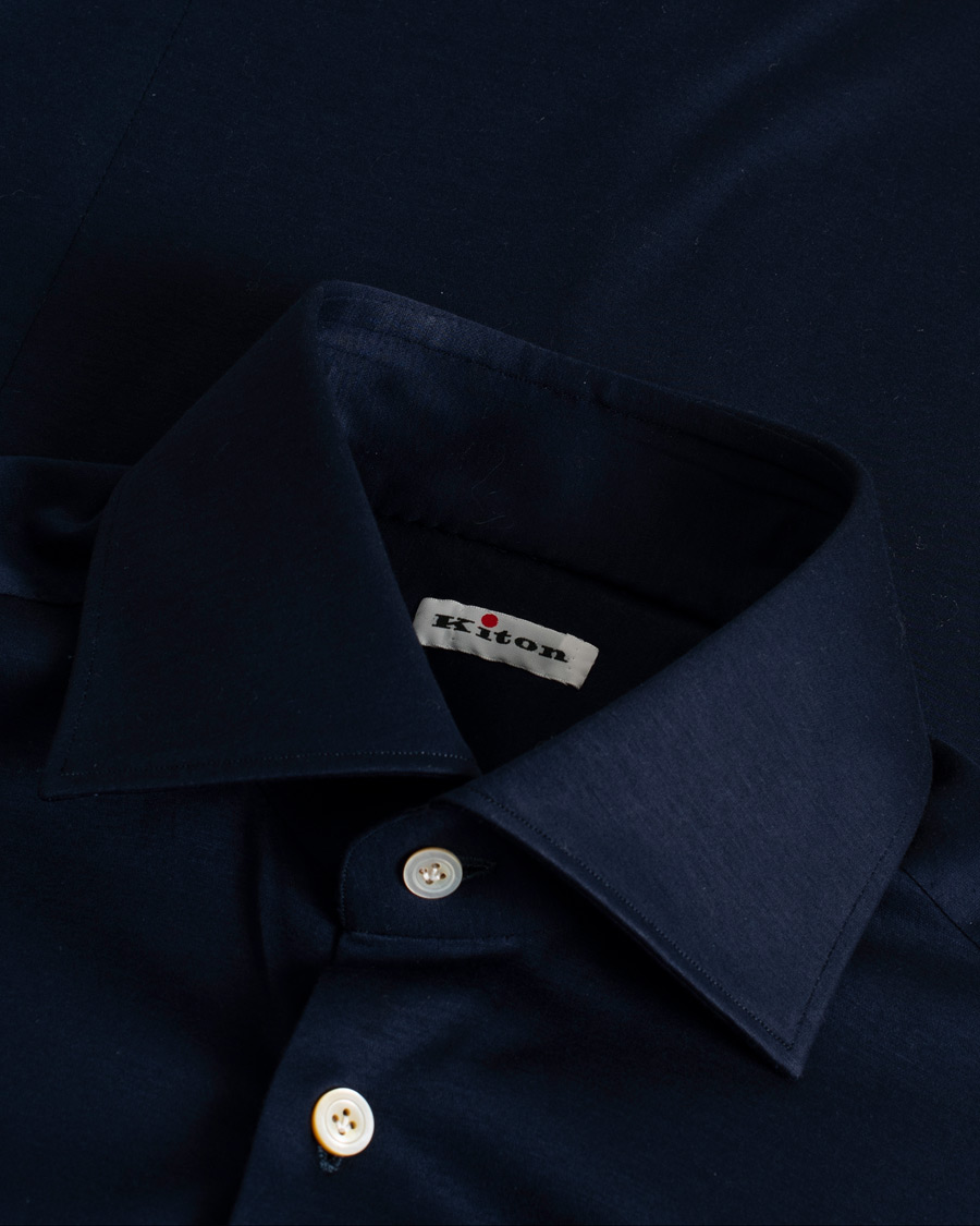 Herren | Hemden | Pre-owned | Kiton Cotton Jersey Shirt Navy