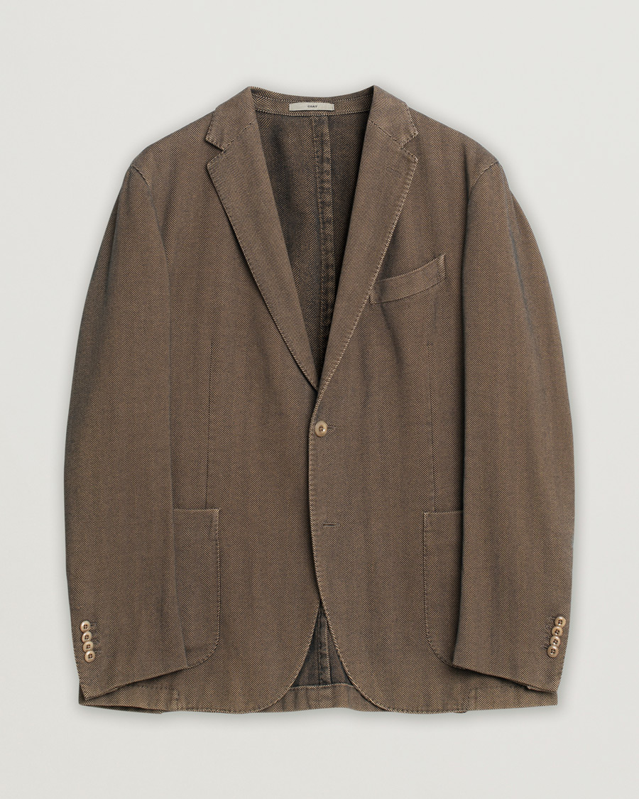 Herren | Sakkos | Pre-owned | Boglioli Cotton Herringbone Blazer Brown 54