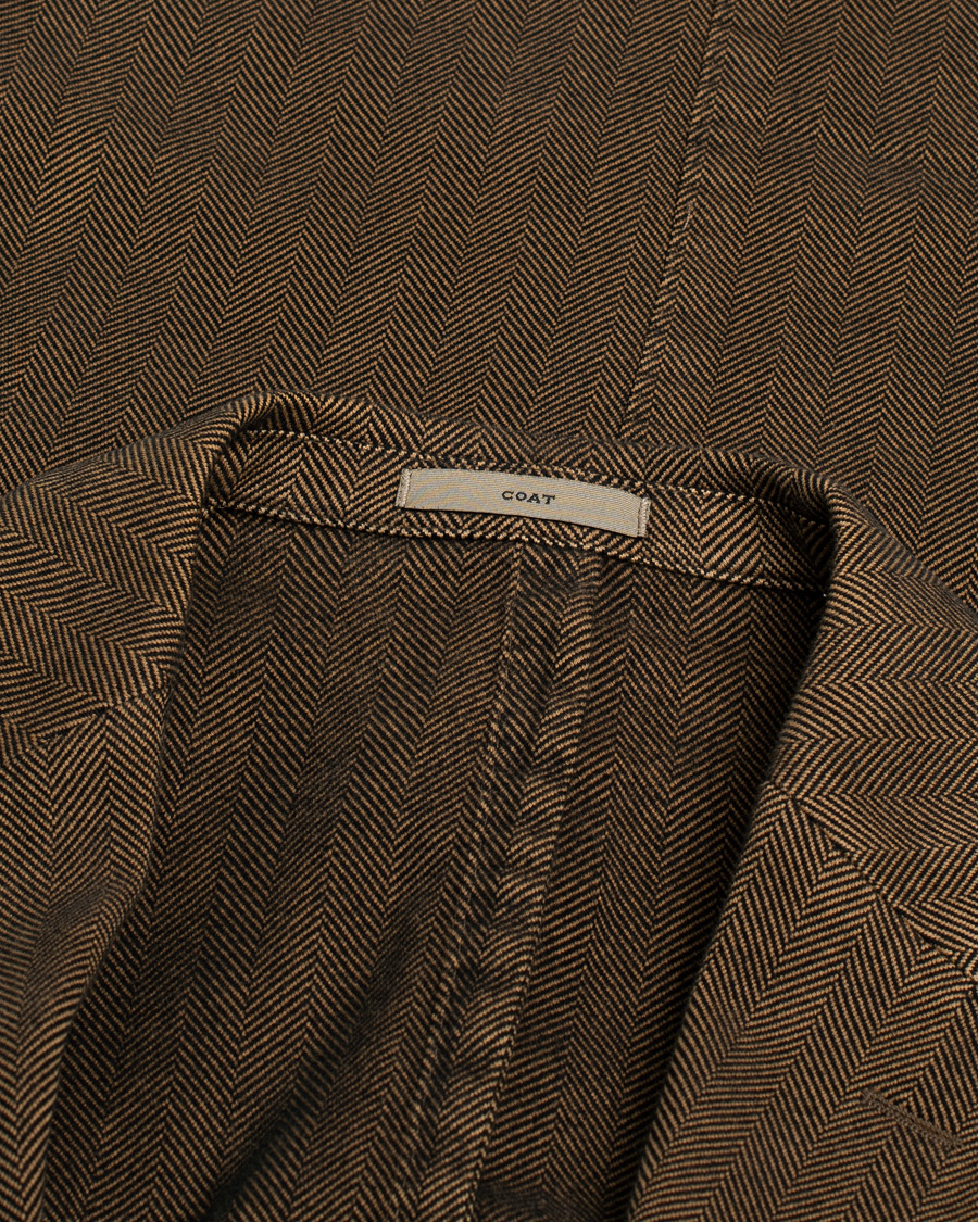 Herren | Sakkos | Pre-owned | Boglioli Cotton Herringbone Blazer Brown 54