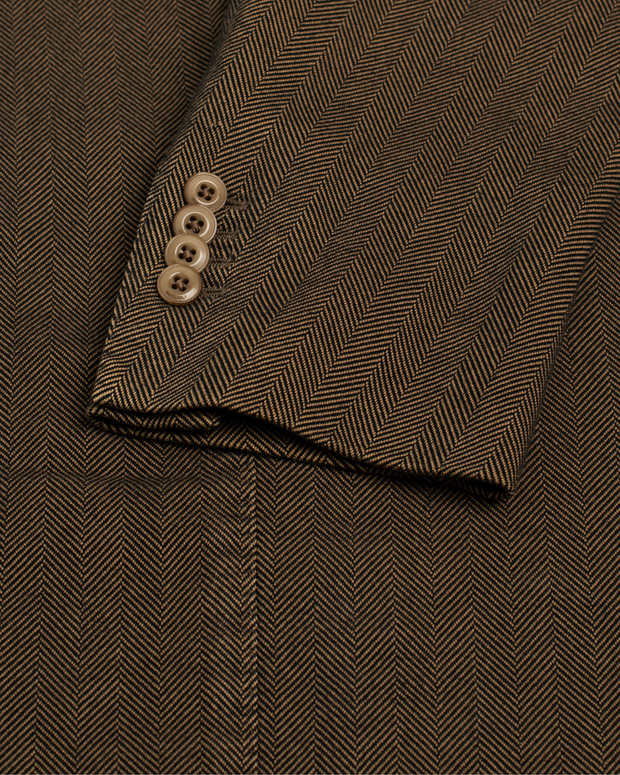 Herren | Sakkos | Pre-owned | Boglioli Cotton Herringbone Blazer Brown 54