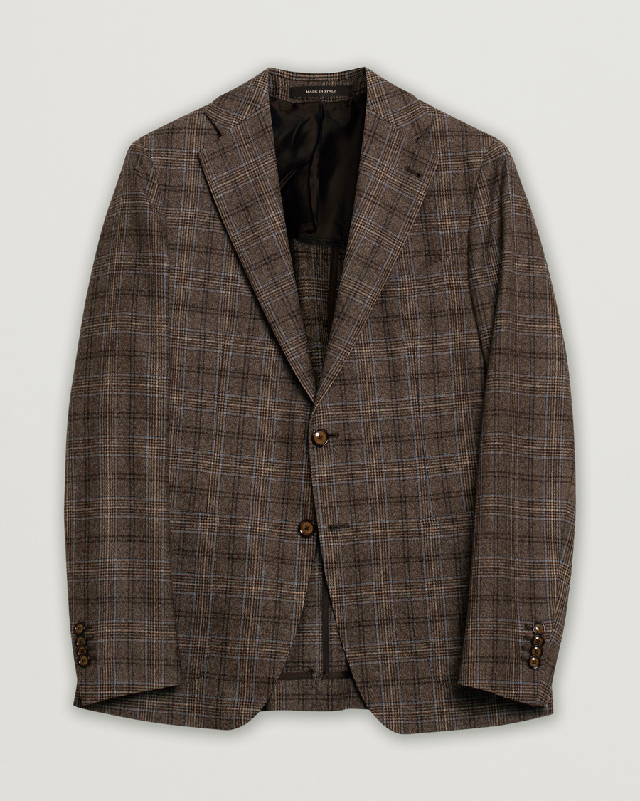 Herren | Sakkos | Pre-owned | Tagliatore Check Wool Blazer Brown 48