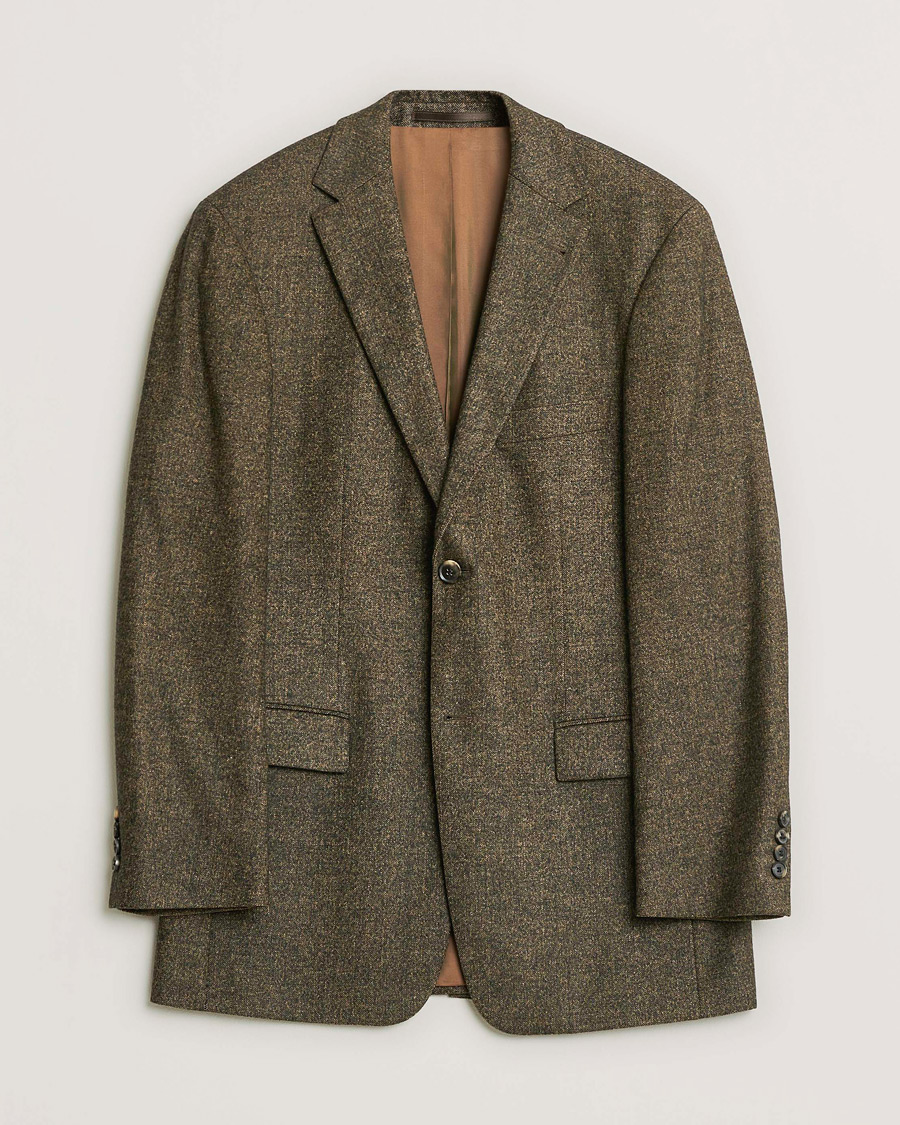 Herren | Pre-owned Sakkos | Pre-owned | BOSS Vintage Wool Herringbone Blazer Brown 48