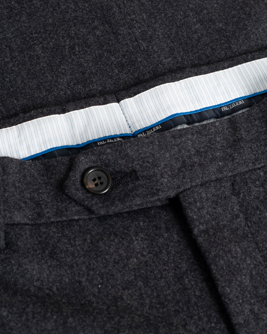 Herren | Pal Zileri Straight Fit Flannel Trousers Dark Grey 50 | Pre-owned | Pal Zileri Straight Fit Flannel Trousers Dark Grey 50