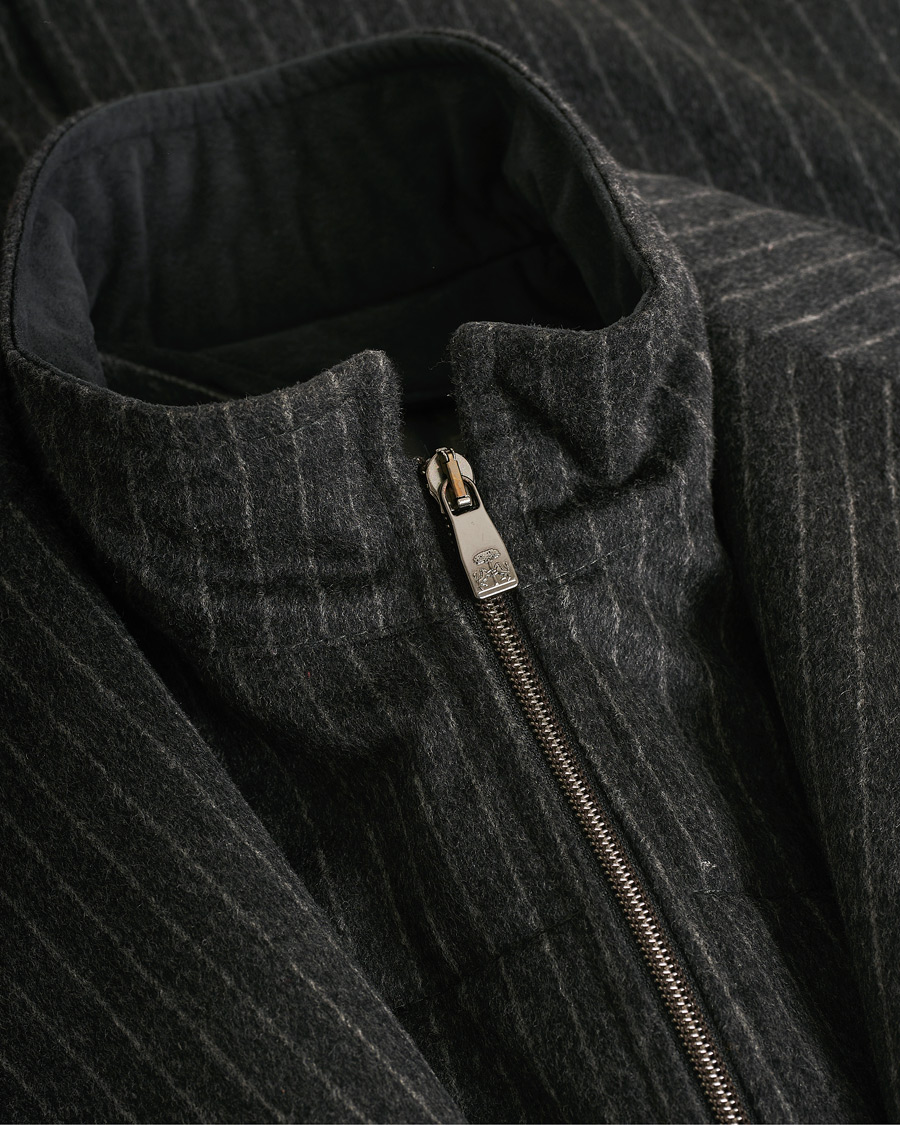 Herren | Jacken | Pre-owned | Corneliani ID Wool Zip Coat Charcoal Pinstripe 50