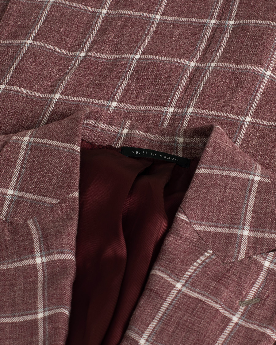Herren | Sakkos | Pre-owned | Gaiola Napoli Double Breasted Linen Blazer Merlot 50