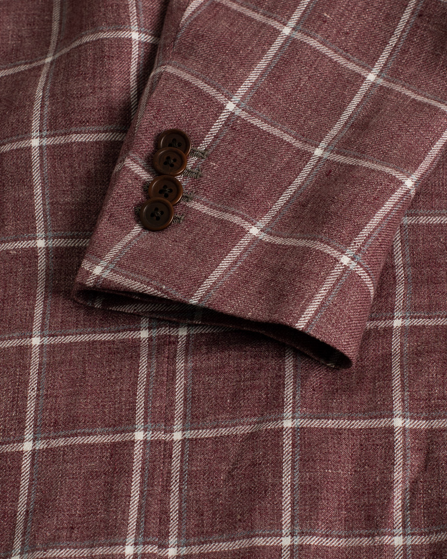 Herren | Sakkos | Pre-owned | Gaiola Napoli Double Breasted Linen Blazer Merlot 50