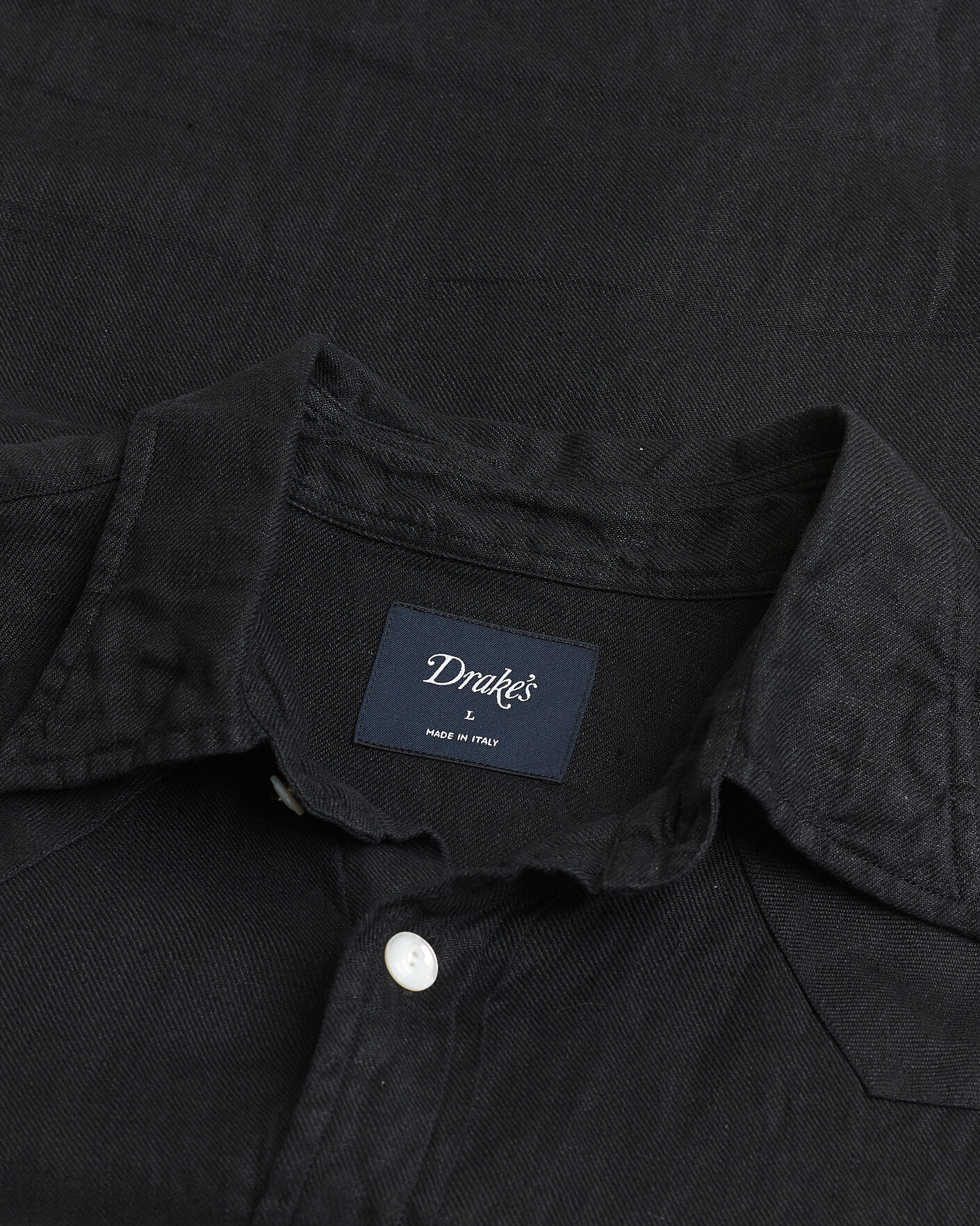 Herren | Pre-owned Hemden | Pre-owned | Drake's Linen Twill Western Shirt Black L