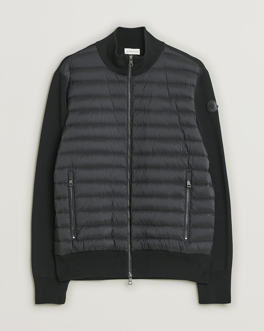 Herren | Moncler Hybrid Zip Cardigan Black | Pre-owned | Moncler Hybrid Zip Cardigan Black