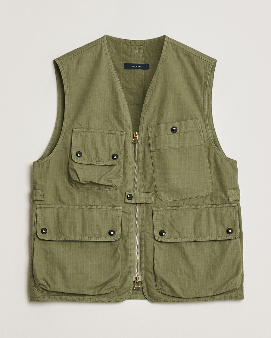 Herren | Pre-owned Jacken | Pre-owned | Drake's Ripstop Utility Cotton Vest Green UK36 - EU46