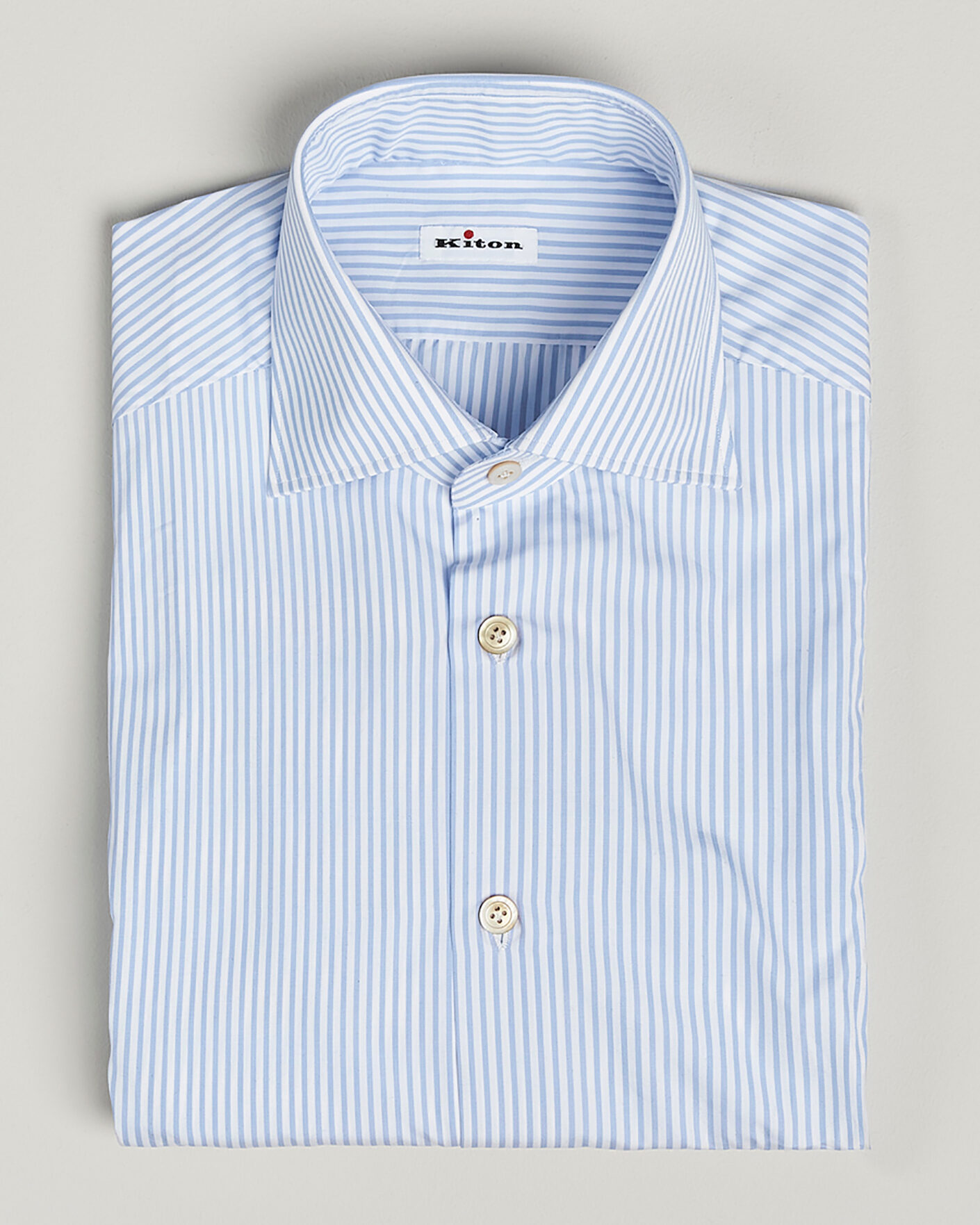 Herren | Kiton Cotton Dress Shirt Light Blue Stripe 40 - M | Pre-owned | Kiton Cotton Dress Shirt Light Blue Stripe 40 - M