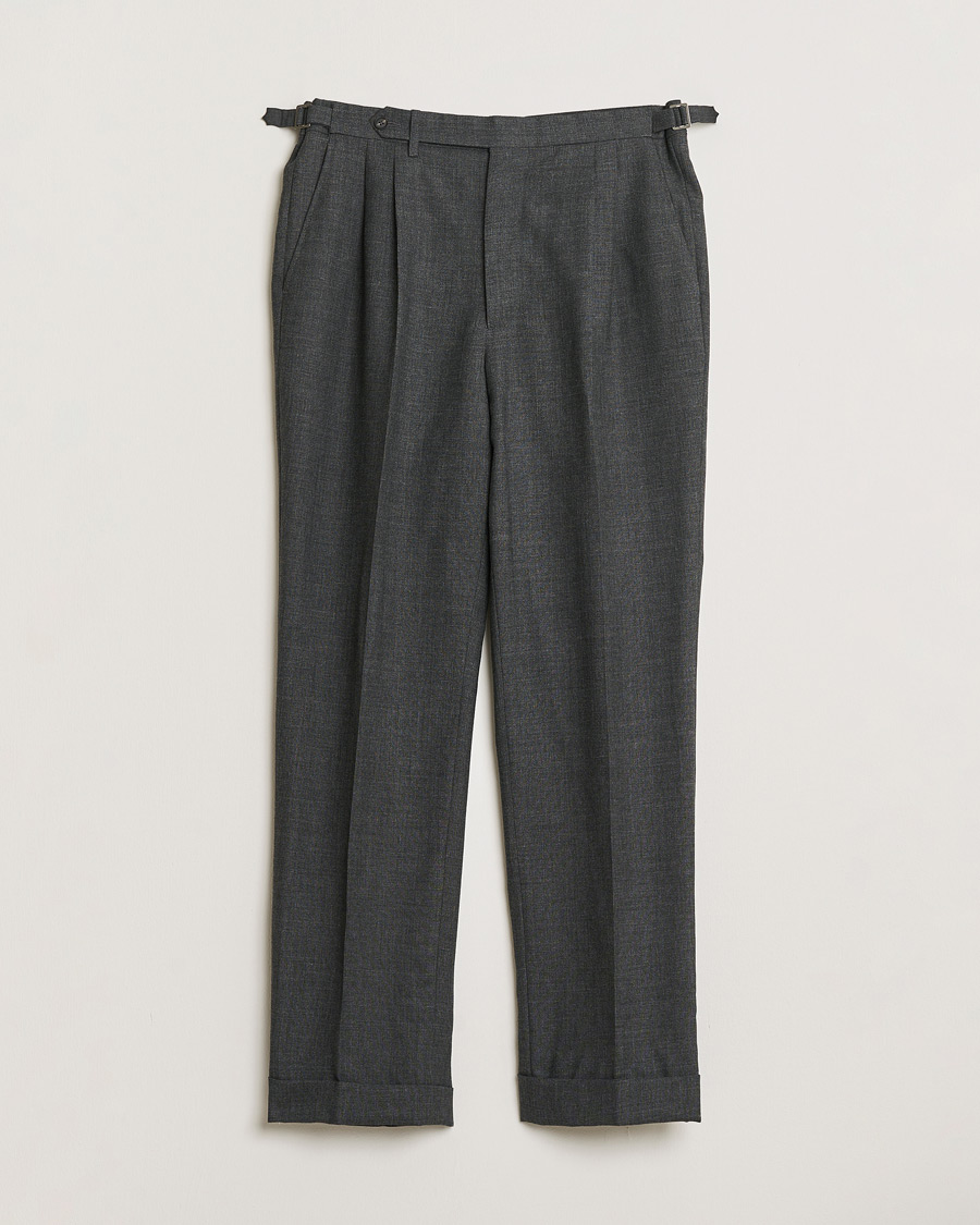 Herren | Pre-owned Hosen | Pre-owned | Berg&Berg High Waisted Double Pleated Wool Trousers Dark Grey 52