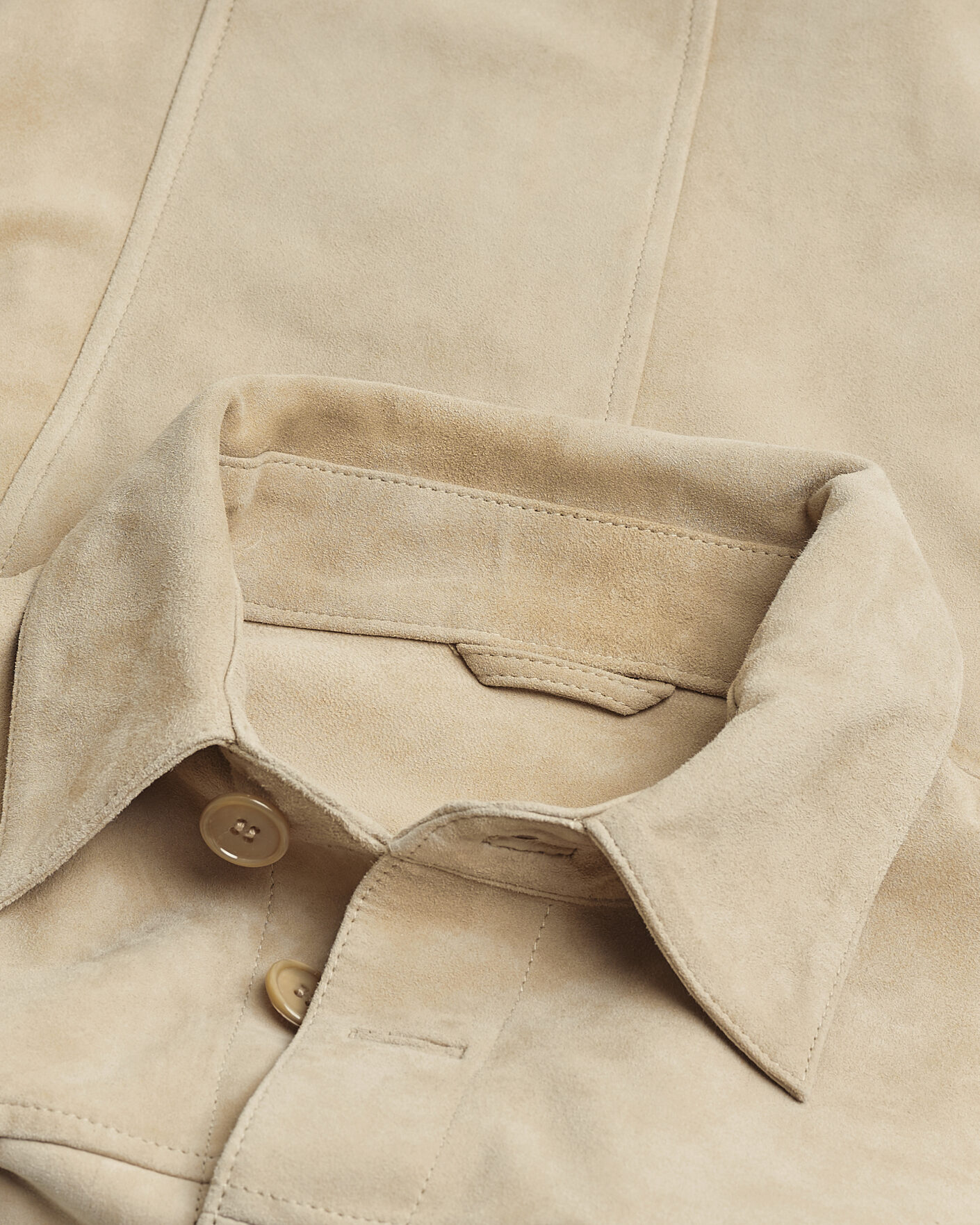 Herren | Stenströms Suede Pocket Overshirt Beige M | Pre-owned | Stenströms Suede Pocket Overshirt Beige M