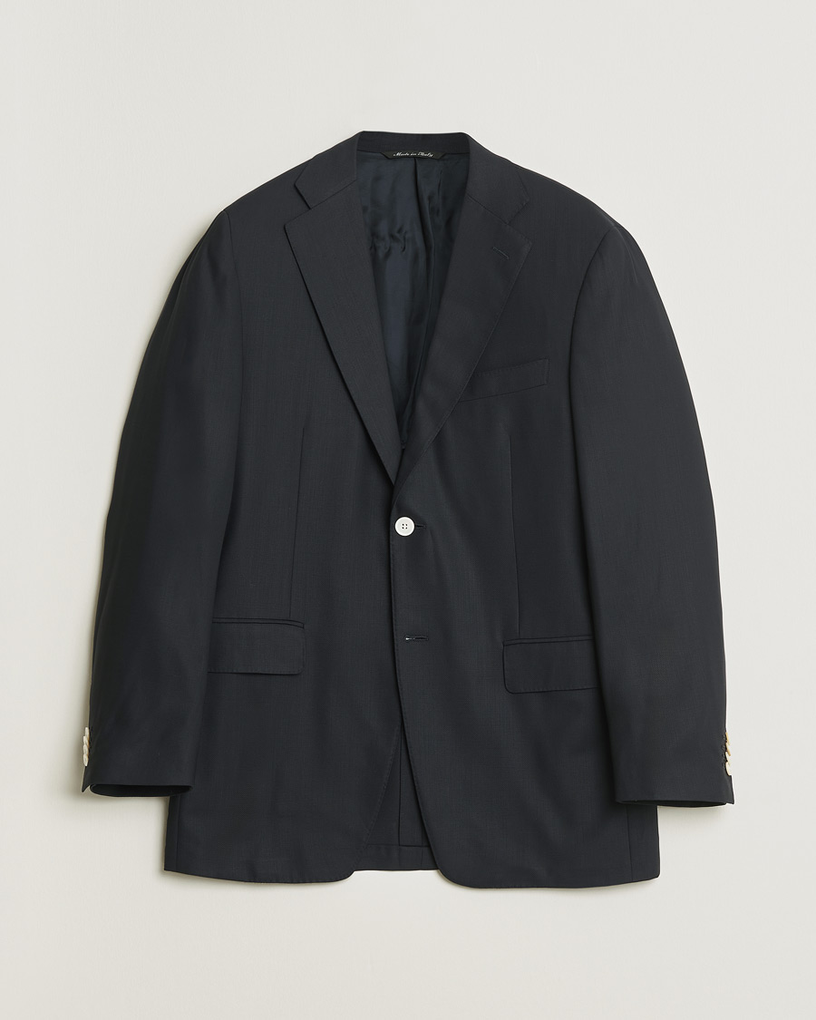 Herren | Pre-owned Sakkos | Pre-owned | Canali Hopsack Wool Blazer Navy 50