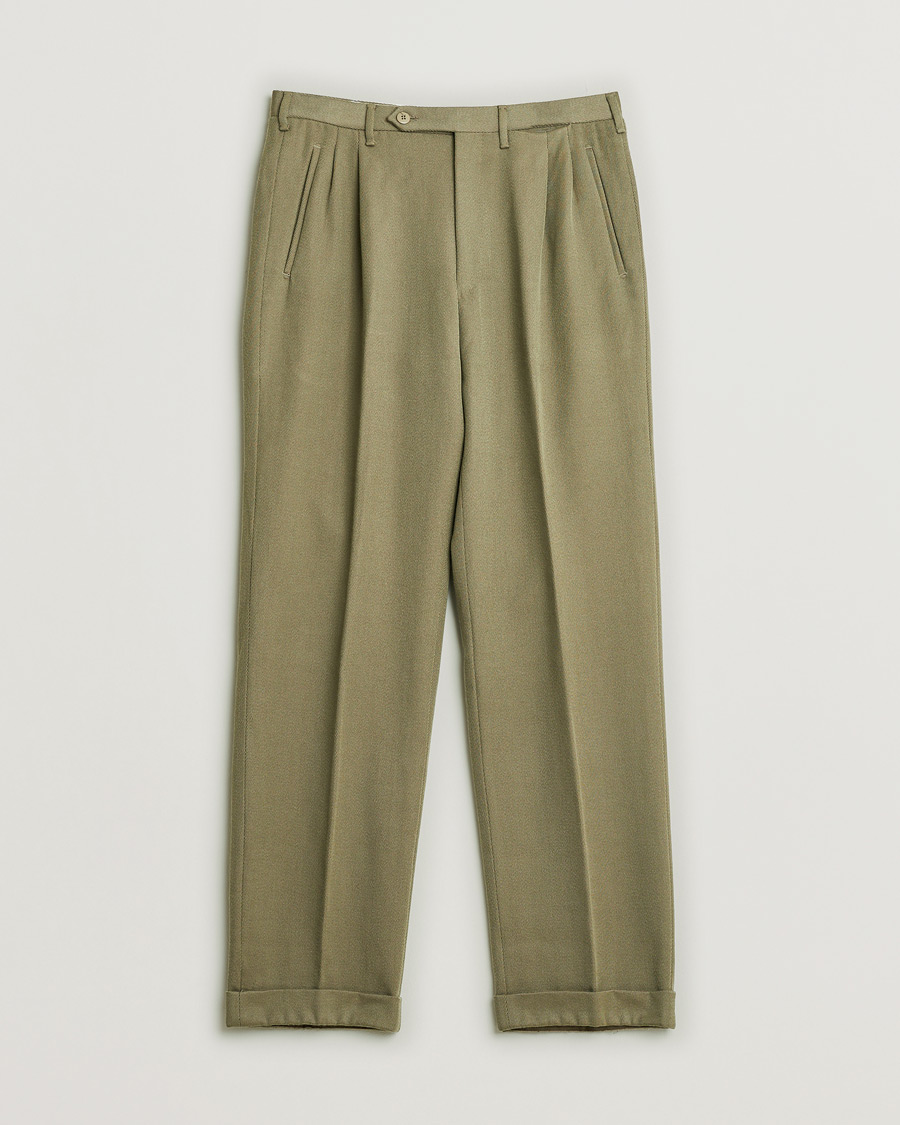 Herren | Pre-owned Hosen | Pre-owned | Rota Pantaloni Twill Wool Trousers Mole Green 48